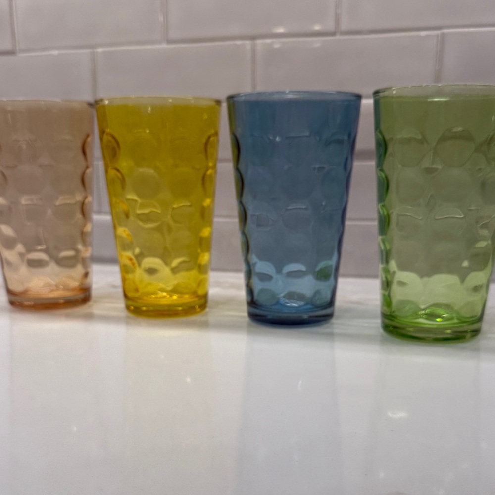 Vintage Hazel Atlas Thumbprint Glass Tumbler Set